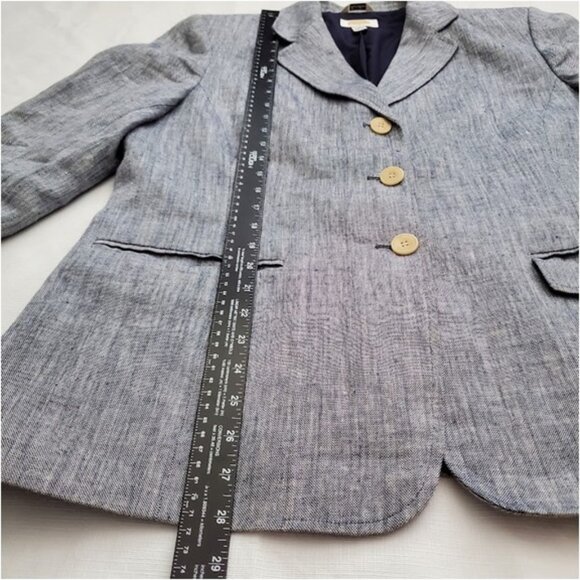 Talbots Irish Linen Blue 3-Button Blazer 3/4 Length Sleeves Pockets Size 14 - Picture 7 of 8